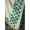 PHULKARI-ETERNAL WHITE/SEA GREEN AND BLUE  Hand Embroidered Phulkari